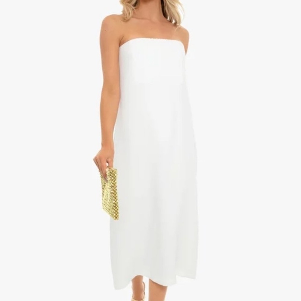 Tuckernuck Strapless Ivory Crepe Marin Dress - Size S
